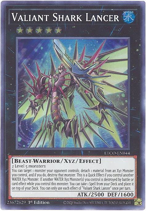 Yu-Gi-Oh Card - ETCO-EN044 - VALIANT SHARK LANCER (super rare holo ...