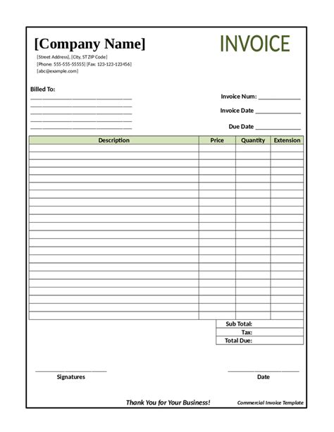 Free Printable Blank Invoice - Printable Templates