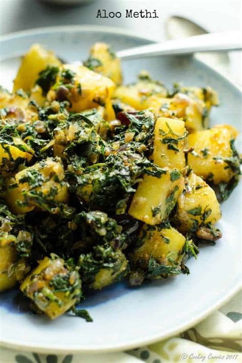 Aloo Methi - Potatoes with Fenugreek Leaves - Cooking Curries