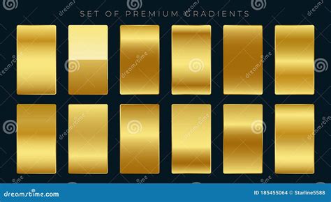 Premium Set of Golden Gradients Stock Vector - Illustration of luxury, metallic: 185455064