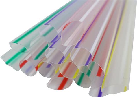 Clear Striped Bubble Tea Straws Striped Diagonal Cut Straw 10mm x 500