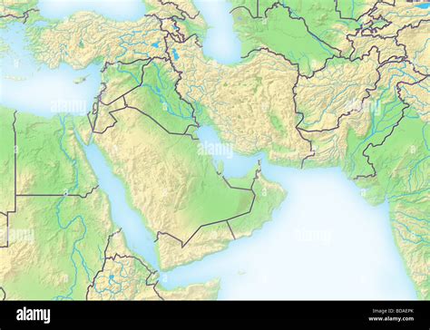 Near East, shaded relief map Stock Photo - Alamy