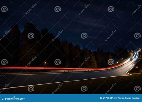 Car Light Trails on the Road at Night. Long Exposure Photo Stock ...