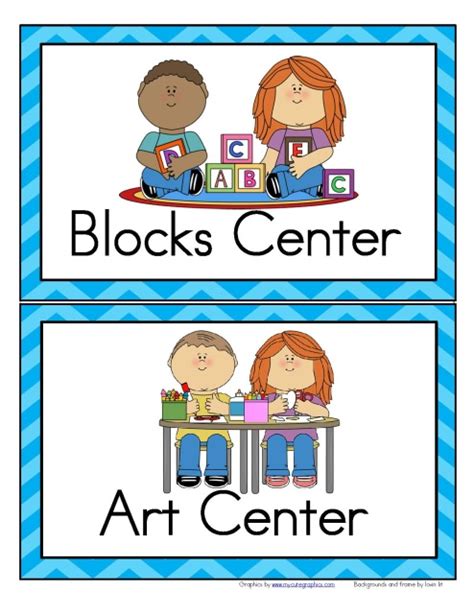 32 Center Signs for Preschool, PreK and Kindergarten Classrooms