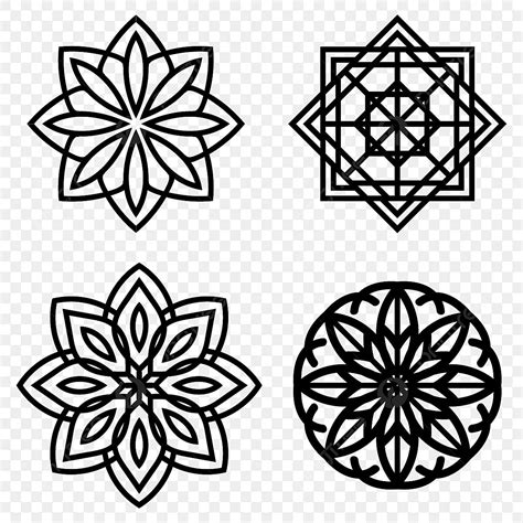 Set Of Hand Drawn Elements Black Mandala Asian Traditional Design, Mandala Drawing, Asian ...