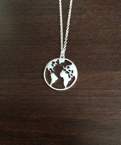 World Map Necklace World Necklace World Jewelry World Map | Etsy