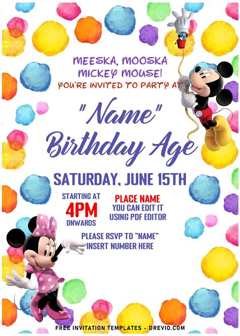 Mickey & Minnie A | Download Hundreds FREE PRINTABLE Birthday Invitation Templates Media