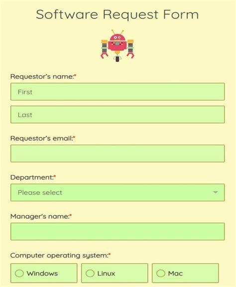 Free Online Software Request Form Template | 123FormBuilder