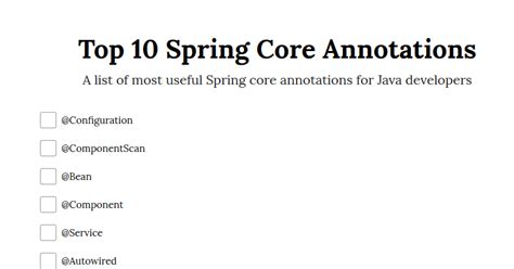 Top 10 Spring Framework Annotations for Java Developers | Java67