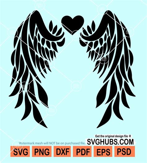 Angel wings svg, heart with wings svg, Angel svg, Wings svg, memorial svg, wings clipart, heaven svg