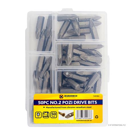 50pc pozi #2 screwdriver drive bits – Hardware Heaven