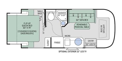 2018 Compass 24TR Floor Plan | Floor plans, Thor motor coach, Motorhome