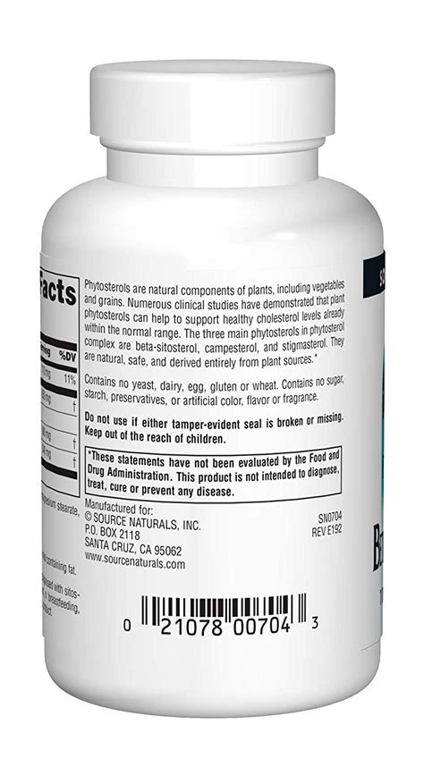 Source Naturals Phytosterol Complex with Beta Sitosterol 113mg Plant Sourced Healthy ...