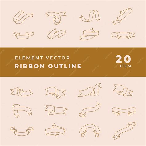 Premium Vector | Set or collection of outline ribbon vector objects