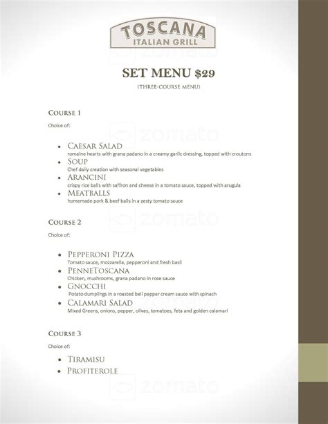 Toscana Italian Grill Menu, Menu for Toscana Italian Grill, Acadia, Calgary - Urbanspoon/Zomato