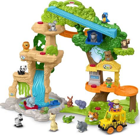 Fisher-Price Little People Animal Playset with Lights & Sounds, Share & Care Safari, Toddler Toy ...