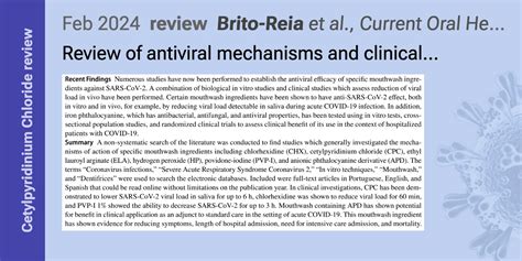 Brito-Reia: Antiviral Mechanism and Clinical Benefits of Mouthwash Active Against SARS-CoV-2 ...