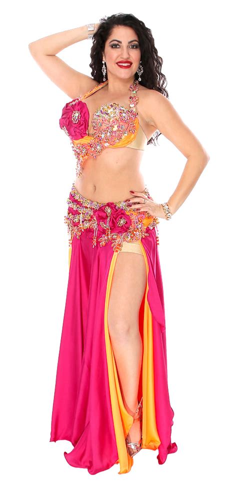 Professional Belly Dance Costume from Egypt in Fuchsia and Orange at ...