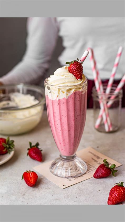 Strawberry Milkshake- with 3 ingredients - Bake with Shivesh