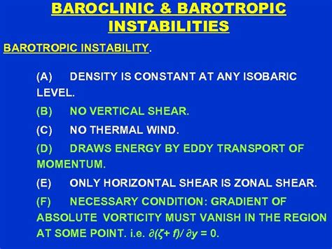 BAROCLINIC BAROTROPIC INSTABILITIES BAROCLINIC BAROTROPIC