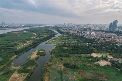 Hanoi City on Red River Delta in Vietnam Aerial Drone Photo Stock Photo - Image of asia, summer ...