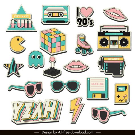 90s logo templates colorful symbols sketch Vectors images graphic art ...