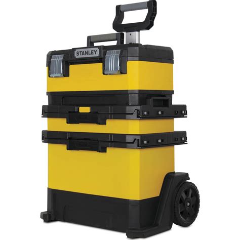 Stanley Rolling Metal & Plastic Workshop Tool Box with Wheels Yellow : Tooled-Up.com