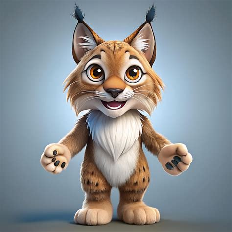 Premium Photo | Cute lynx cartoon character mascot