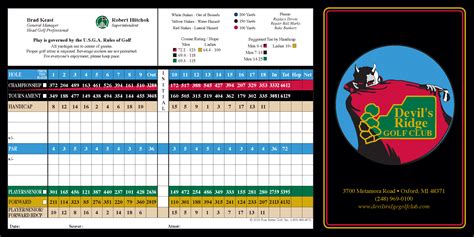 Scorecard - Devil's Ridge Golf Club