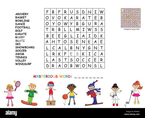 Juego para niños : buscar todas las palabras (horizontal, vertical y diagonal). Utilice el resto ...