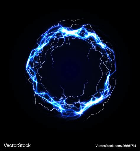 Lightning round frame blue plasma magical portal Vector Image