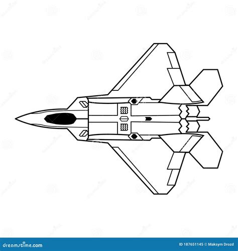 Jet Fighter F-22 Raptor Aircraft Icon. Airplane Silhouette Icon Set Black Color Cartoon Vector ...