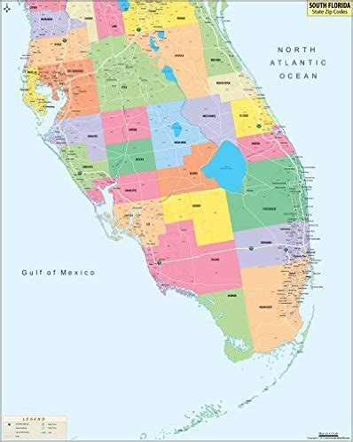 South Florida Zip Codes Map - Laminated (36" W x 45.19" H) : Amazon.in ...