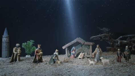 nativity scene figurines manger including baby Stock Footage Video (100 ...