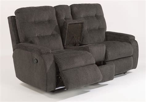 Flexsteel Kerrie Reclining Loveseat with Cupholder and Storage Console ...