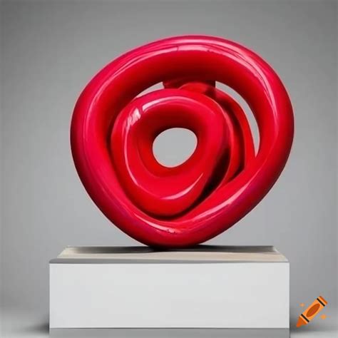 Vibrant red geometric sculpture on Craiyon