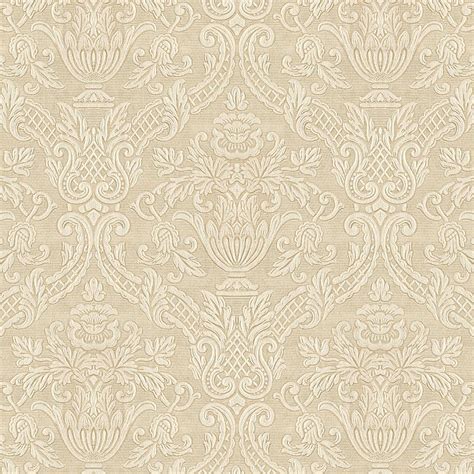 Vintage Wallpaper Beige Floral Elegant Damask Digital Art by Tracie Kaska