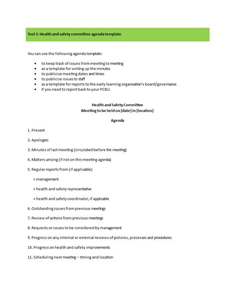 Health and Safety Committee Meeting Agenda - How to create a Health and ...