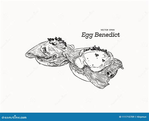 Egg Benedict, Breakfast Hand Draw Sketch Vector. Stock Vector - Illustration of american, cheese ...