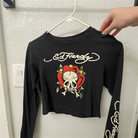 ED HARDY long sleeve top Worn once - Depop