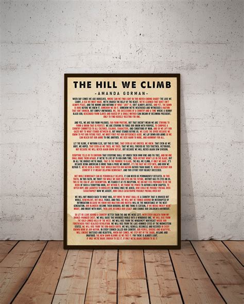 The Hill We Climb Full Poem Poster Amanda Gorman Poster | Etsy