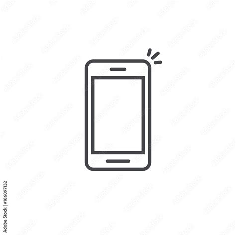Mobile phone icon vector, line art outline style of smartphone symbol, simple linear cellphone ...
