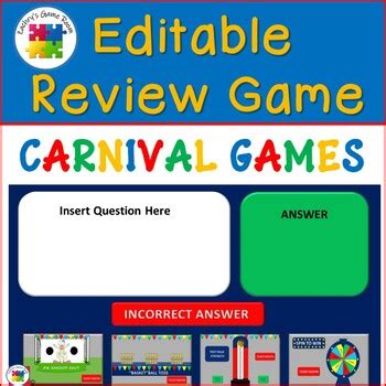 Editable PowerPoint Review Game Template: Carnival Games by Betsey Zachry