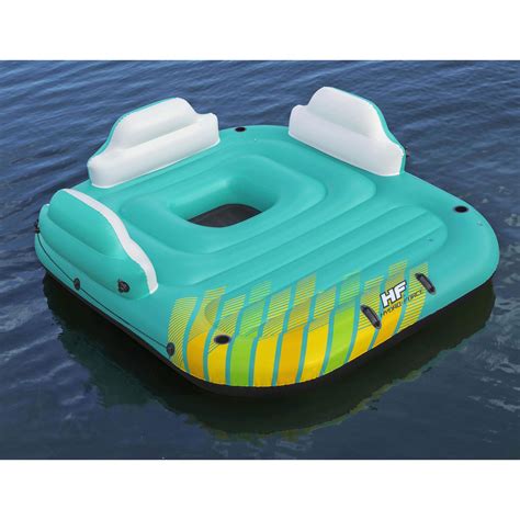 Bestway Hydro Force Sunny 5 Person Inflatable Large Floating Island Lake Water Lounge Raft with ...