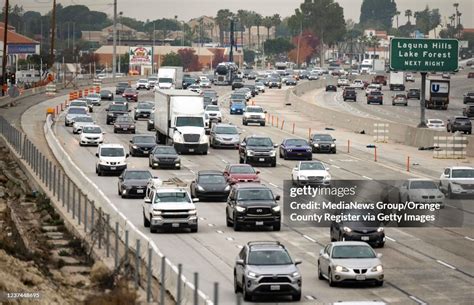 Freeway construction along the 5 freeway as seen from the Los Alisos ...