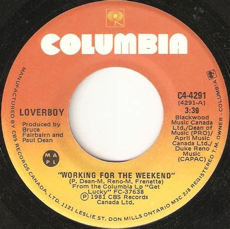 Loverboy - Working For The Weekend (1981, Vinyl) | Discogs