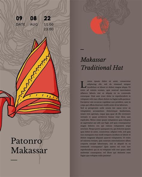 patonro makassar traditional hat indonesia culture handrawn illustration | Makassar, Culture ...