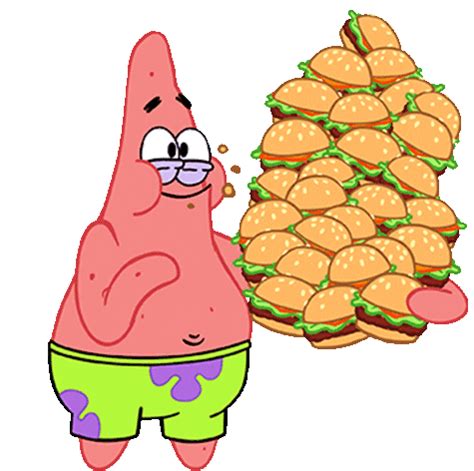 Patrick Eating Krabby Patty Gif