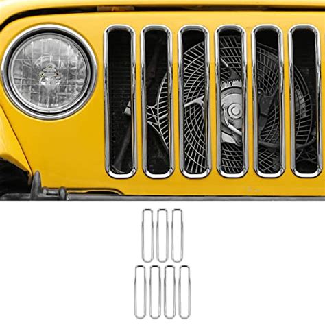 Front Grill Inserts for Jeep Wrangler TJ 1997-2006 (Chrome) - BlackDogMods