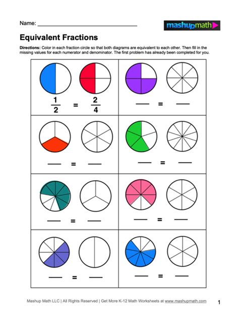 Equivalent Fractions 3rd Grade Resources, Worksheets and Activities — Mashup Math